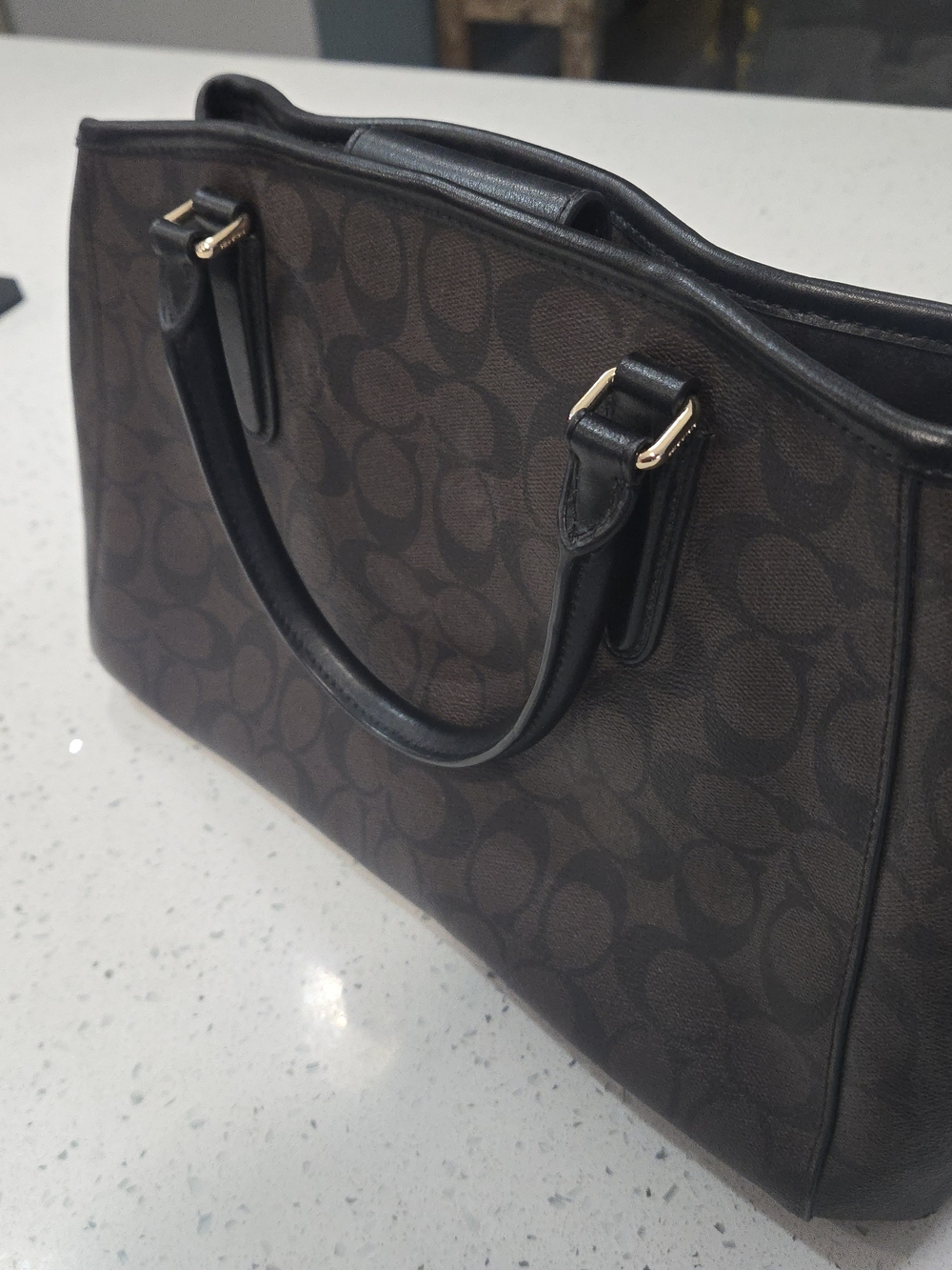 Coach Brown Signature Canvas Satchel - Picture 4 of 10